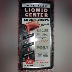 Vintage Iodent Quick Relief Liqwid Center Cough Drop Tin Vintage liquid‎ Empty